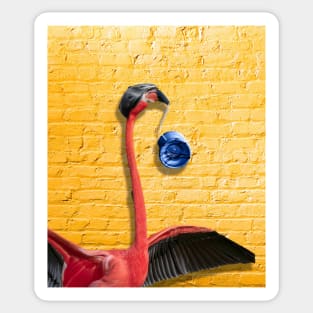 Flamingo With Classic Blue Yo-Yo Sticker